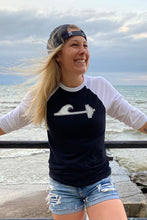 Load image into Gallery viewer, Wave Bar Logo Raglan - Black/White